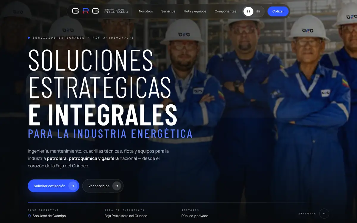 Portada del sitio de Servicios Integrales GRG